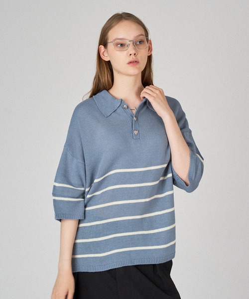 25ss Silver Button Polo Shirt — поло с серебристыми пуговицами