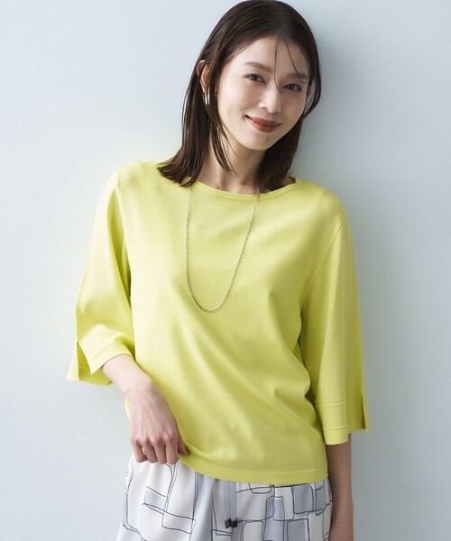 [моющийся/свежий эффект] рукав‑slit knit pullover — пуловер с разрезами на рукавах