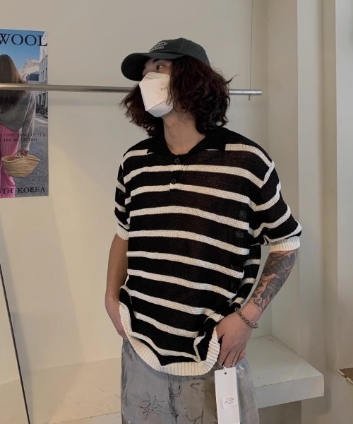 Striped Polo Knit — полосатый вязаный поло