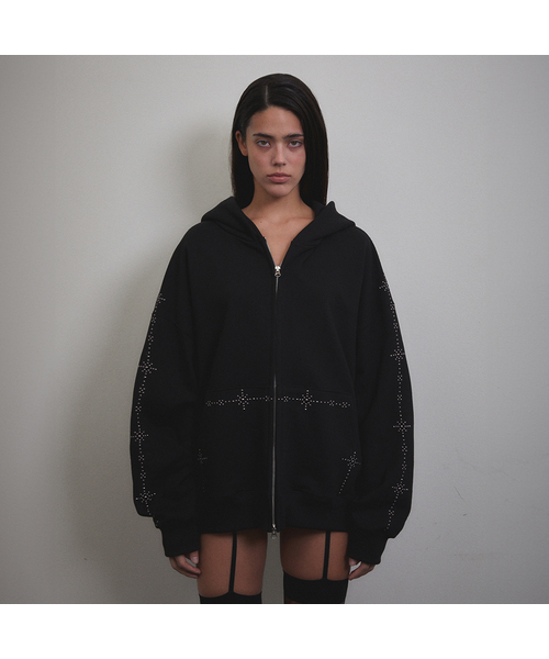 Stud Line Hood Zip‑up (чёрный)