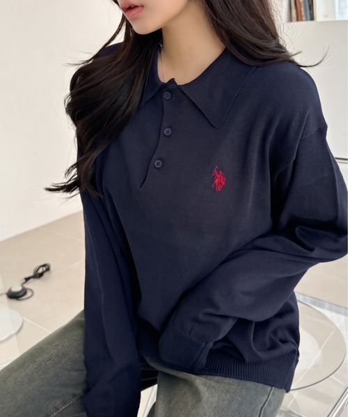 U.S. POLO ASSN. Ada — длинная футболка‑поло с логотипом, весенний/никт‑вариант