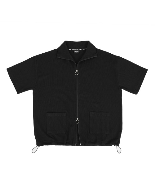 2‑way high neck полубатник с коротким рукавом — черный