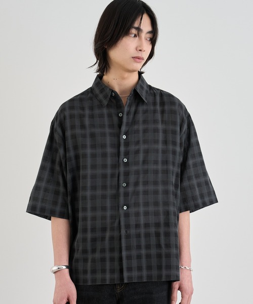 Ombre check HS Shirt — рубашка с градиентной клеткой (полу‑рукав)