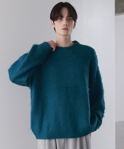 LUENNA Basic Shaggy Knit Sweater — базовый вязаный шерстяной свитер shaggy