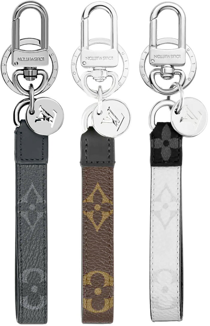 Louis Vuitton брелок Portefeuille Dragonne, монограмма LV, кожаная коробка, коричневый/белый (многораммная канва Eclipse)