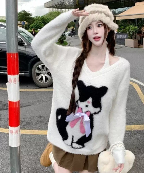 Ribbon Cat V‑neck жакет из плотного трикотажа