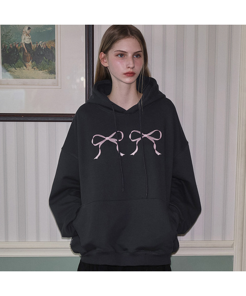Twin Ribbon Embroidery Hoodie — худи с вышивкой двойной ленты (антрацит)