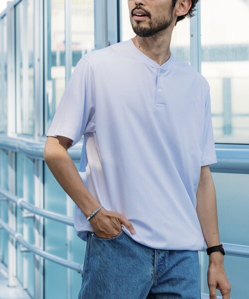 SUPER ICE — henley‑neck T‑shirt, охлаждающая ткань