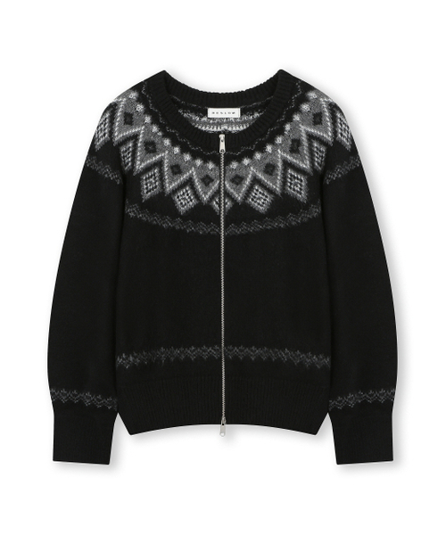 NORDIC KNIT — кардиган‑зип с круглым вырезом, черный
