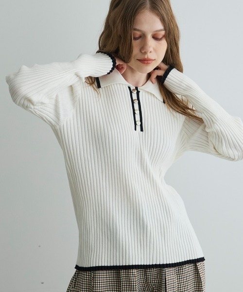 Contrast Rib Knit Polo — поло с контрастной вязаной отделкой