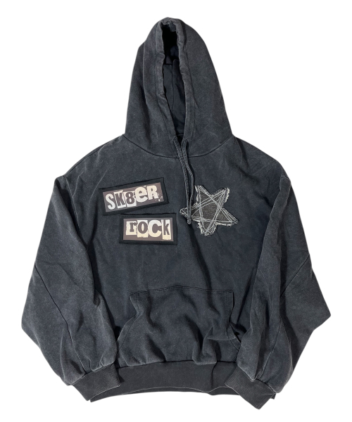 Rock Star Vintage Washing Hoodie (washed black) — винтажное худи темное