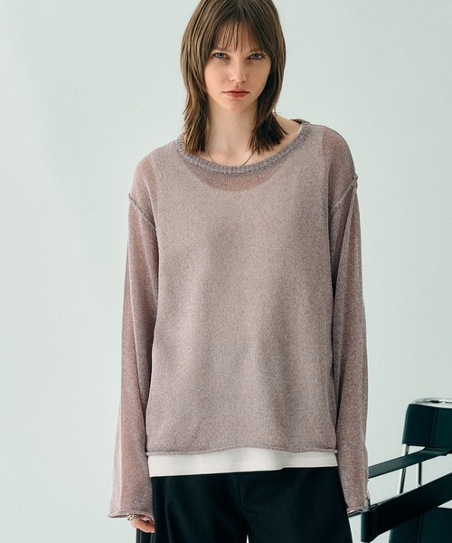 MELANGE MESH PULLOVER KNIT — меланжевый сетчатый пуловер