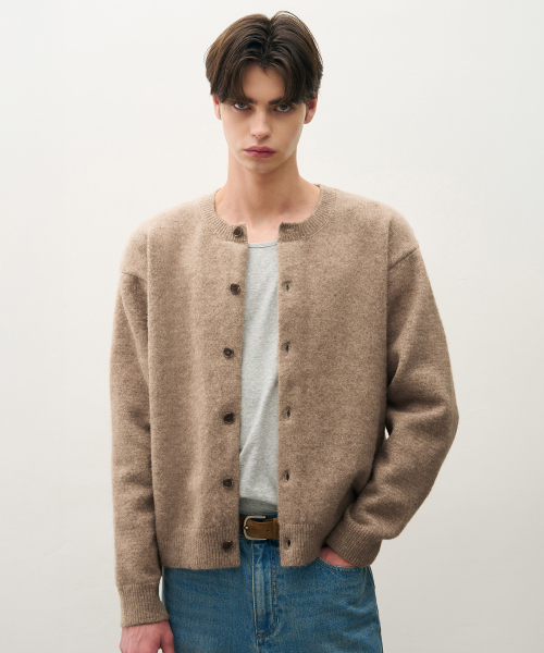 Arvin wool‑loop knit cardigan [beige] — кардиган из шерсти, Loop knit