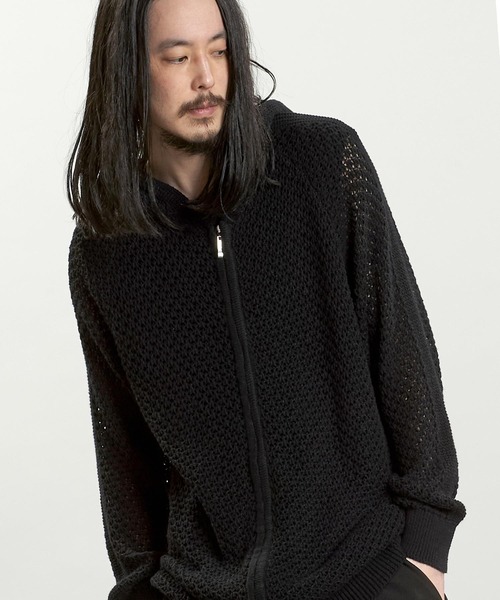 [NO ID.] Changing Sheer Knit Zip Parka — тонкая вязаная парка‑кардиган на молнии