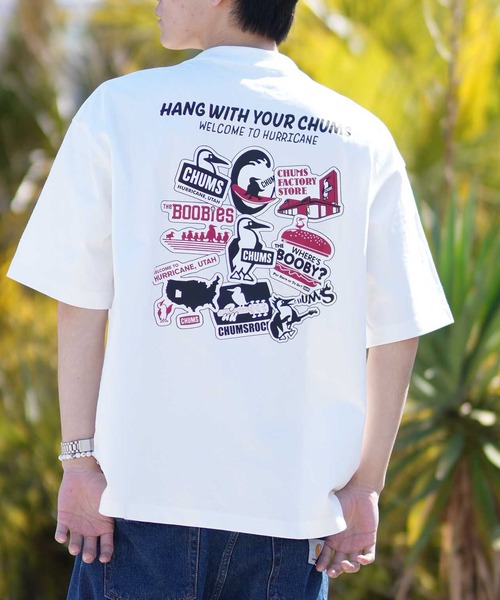 CHUMS STICKER BOMB T‑shirt CH01-2824 — футболка с принтом (дельный уход)