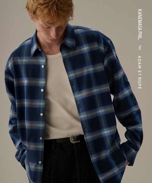 【KANEMASA PHIL.】Kanemasa Phil. 128G Ombre Check Modest Shirt — рубашка омбре в клетку