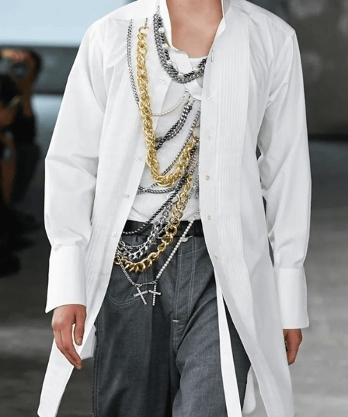 COTTON BROAD CHAIN SHIRT — хлопковая рубашка с цепочным узором
