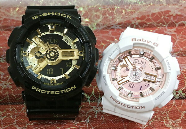 Комплект часов G-SHOCK + BABY-G — пара «Печать любви» GA-110GB-1AJF и BA-110X-7A1JF (подарочный набор, бренд Casio)
