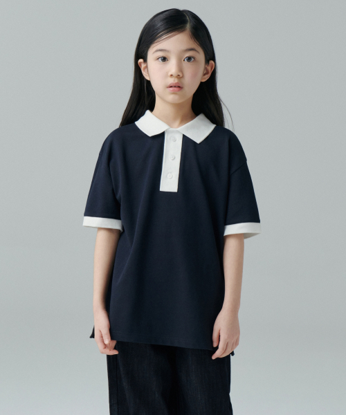(컬스탠다드) Oversize Clubblock Pike Polo Shirt [Navy]