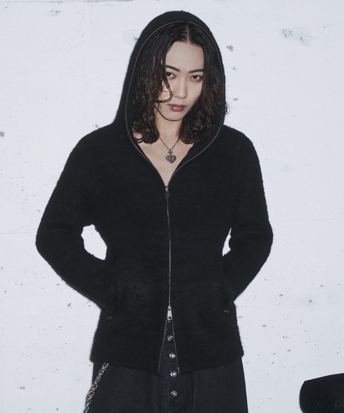 takumu (MUU STUDIO) — shaggy full‑zip knit hoodie / пушистая худи на молнии
