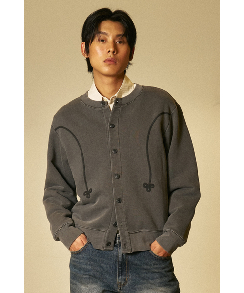 AMOU Pigment Sweat кардиган — charcoal gray