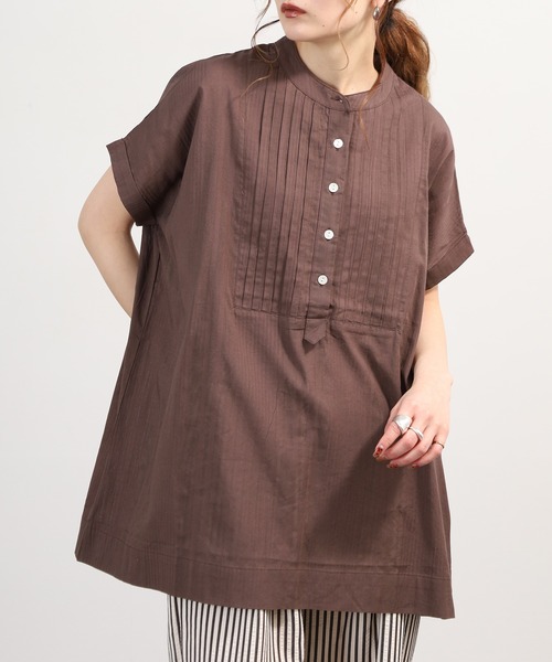 Cotton beatフレンチスリーブブラウス — хлопковая блуза с французским рукавом