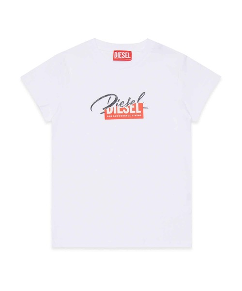 DIESEL Kids & Junior брендовая черная/белая детская футболка с коротким рукавом 'Logos'