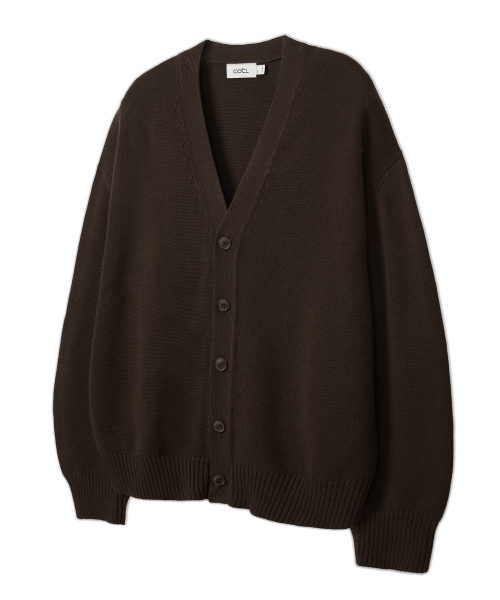 Soft‑V neck knit cardigan (brown) COOSCD001V BROWN — мягкий V‑кардиган
