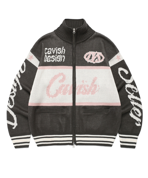 Racing Team Knit Zip Up Charcoal (CV2EFUK682A) — гоночный трикотаж на молнии, угольно‑серый