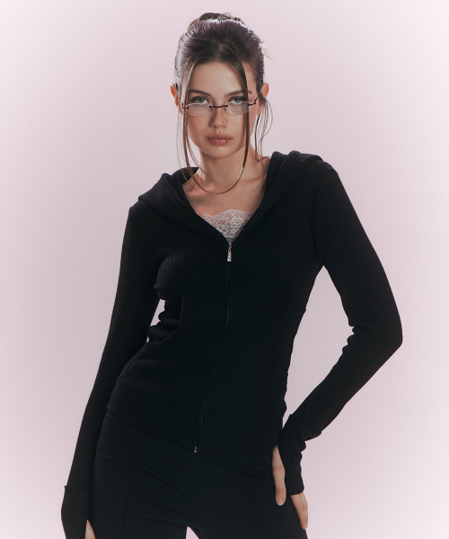 Devon Ribbed Hoodie (Black) — вязаная худи Devon, чёрная