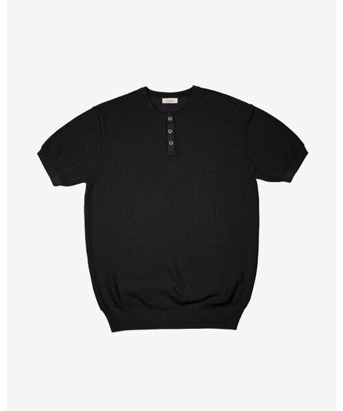 Texture Henley neck Knit — вязаная рубашка с вырезом Henley, чёрная