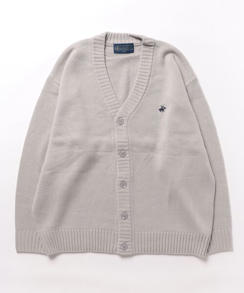 BEVERLY HILLS POLO CLUB — вязаная V‑neck кардиган с вышивкой логотипа