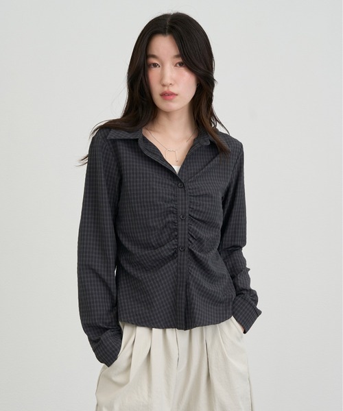 Рубашка Check Shirring Fit Shirt — в клетку с присборенным кроем