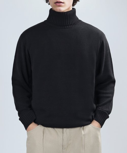BALANCE T-NECK KNIT (CHARCOAL) — свитер с T-воротником, угольный цвет