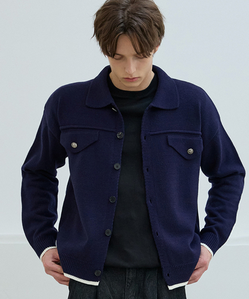 Калар покет нит жакет кардиган [navy]