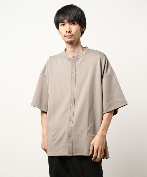 /Bling leads/ Big Sleeve 5分袖 Band Collar シャツ