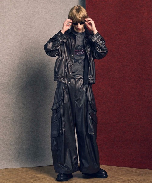 UNISEX Curve Switching A Light Eco Leather Shirt/MAISON SPECIAL куртка из эко-кожи
