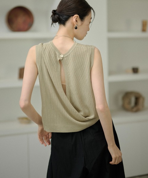 Back open sleeveless rib knit топ с открытой спиной