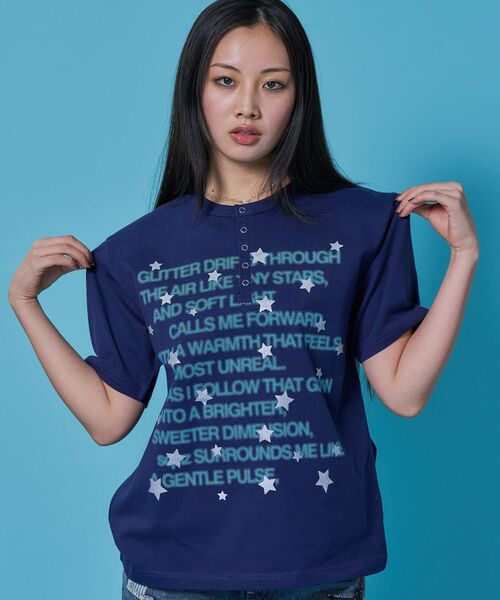 WEB лимитированная / серебряный принт / henley tee sqnz silver star