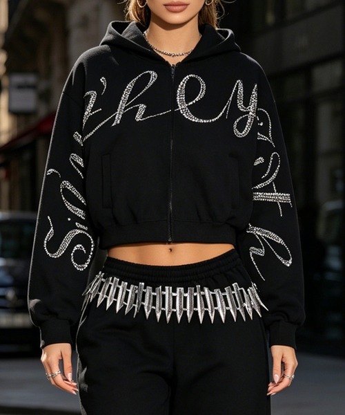 [корейский стрит] Lyneutron logo cropd zip up jacket