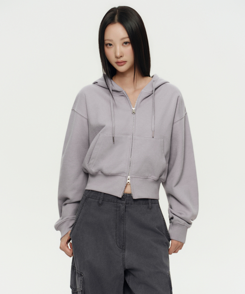Womens Ballroom Crop Hooded Parka [Purple Grey] — укороченная худи‑парка для танцев [пурпурно‑серая]
