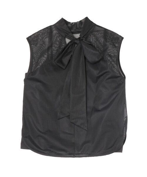 2WAY Mesh Bow Tie Blouse — блузка с сетчатым бантом, 2‑в‑1