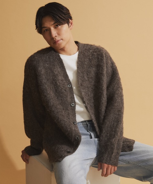 [NEOL] Wool Blend Mohair Touch V‑neck Cardigan — кардиган V‑neck из смесовой шерсти с эффектом мохера
