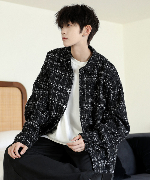 [neos] Loose Silhouette Twill Check Long Sleeve Shirt — свободная рубашка в клетку