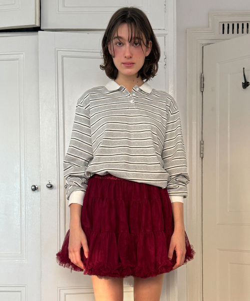 Stripe PK Shirt (Melange Grey) — полосатая поло-рубашка меланж серый