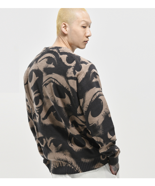 EYES PRINTING SWEATER бежевый