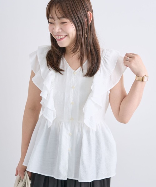 Frill no sleeve blouse — блуза без рукавов с воланом