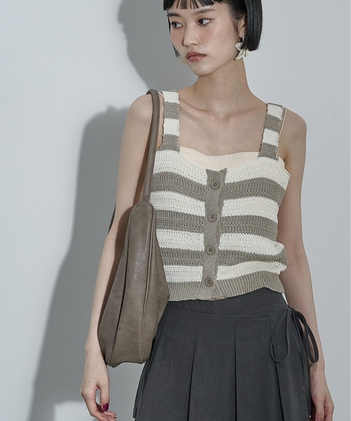 Border Summery Knit Vest — полосатый летний вязаный жилет