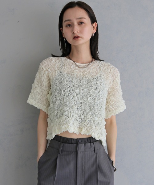 &g'aime шорринг шорт‑шит, SHIRRING SHORT SHIRT