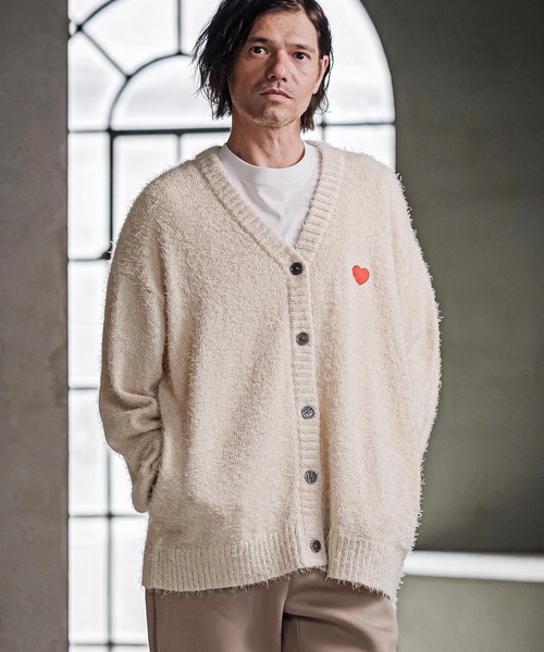 Feather Yarn Heart Knit Cardigan — вязаный кардиган mcg3867 (PF-262-018)